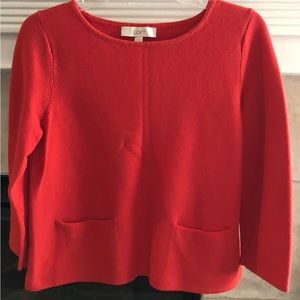 LOFT Top Knitted Pockets 3/4 Sleeves Size Small Cotton= C